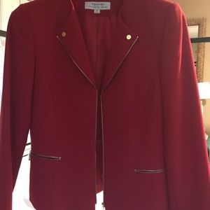 Tahari Red Blazer with Gold Accents